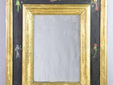 Pretty antique French mirror with broad frame decorated with parakeets - Napoleon III 32¾  x 22  Online now