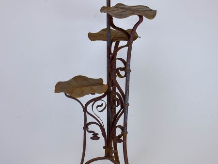 Antique French plant stand with lily pad leaves Fashion