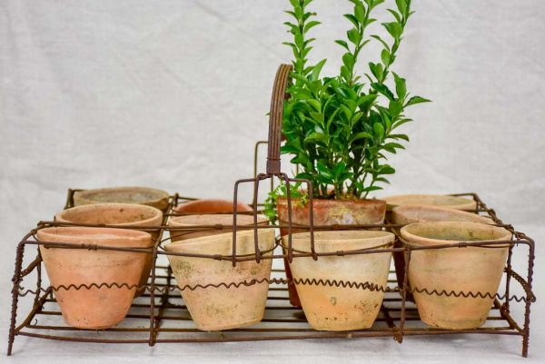 Collection of twelve small antique French terracotta pots 3¼  Fashion