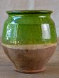 Antique French confit pot with green glaze 6¼  For Cheap