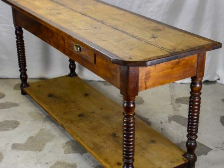 Late 19th Century French drapery table with turned legs - oak, pine and walnut Online Sale