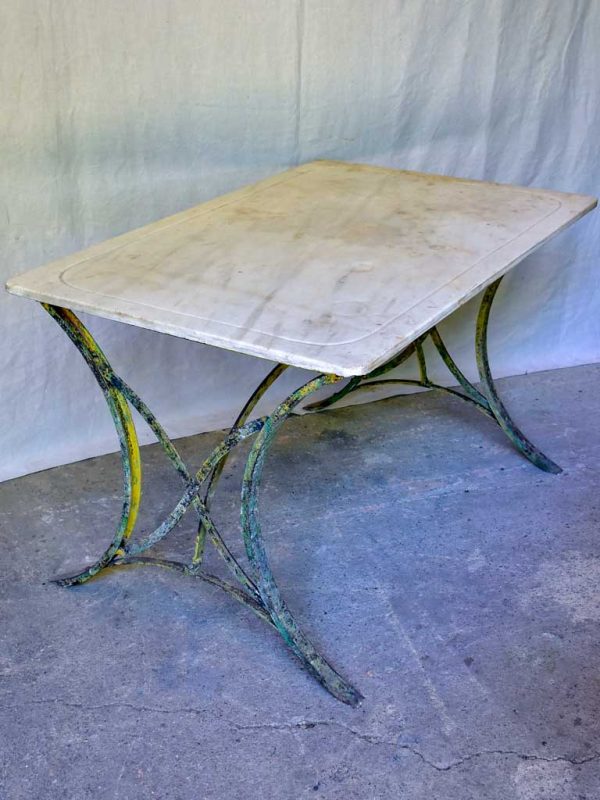 Late 19th Century marble top table with riveted iron base 47¼  x 31½  Discount