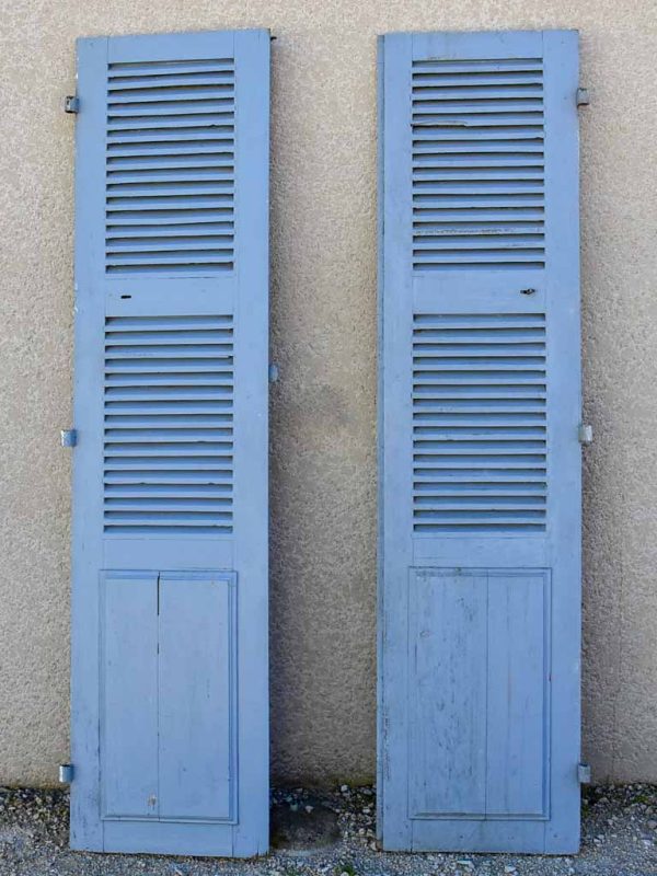 Pair of early 19th Century French blue shutters 85½  x 20¾  For Sale