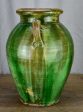 Antique French olive jar with green glaze - Anduze 19  Sale