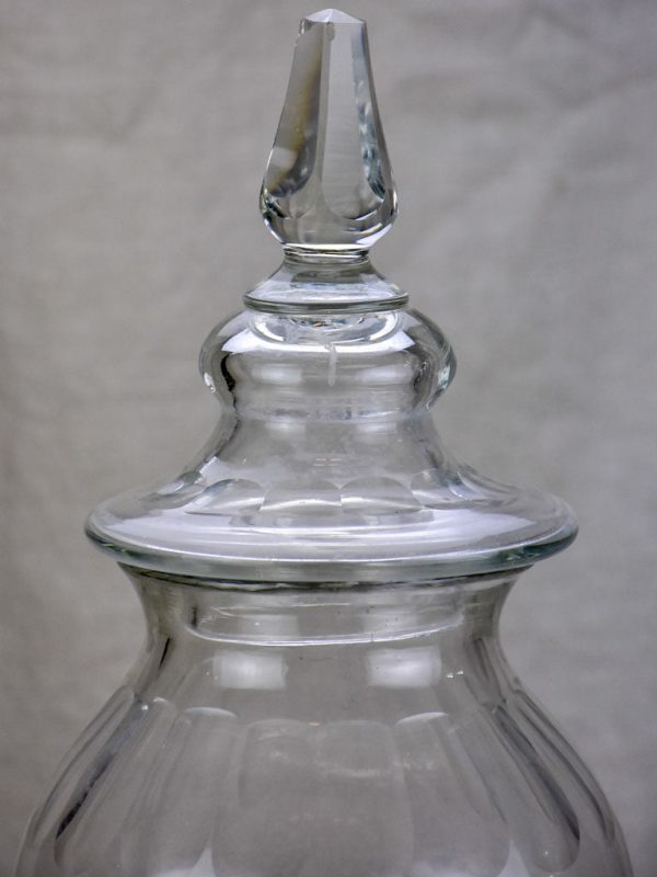 Antique French apothecary glass jar with lid For Cheap