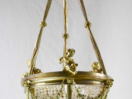 Pretty 19th Century chandelier with cherubs and crystal decorations 31½  x 15¾  Supply