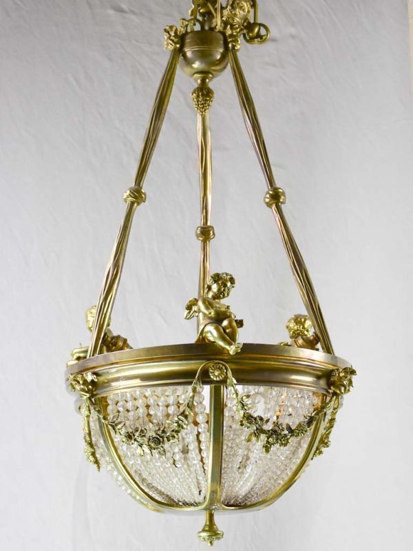 Pretty 19th Century chandelier with cherubs and crystal decorations 31½  x 15¾  Supply