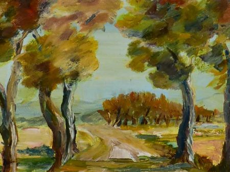 Antique French painting of a country road in Provence - oil on board. Auguste Raure (1878-1936) 17¾  x 15¾  For Cheap