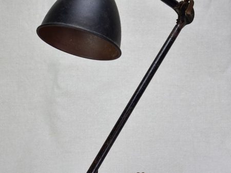 Antique French industrial elbow lamp with oak base - Gras No. 206 Hot on Sale