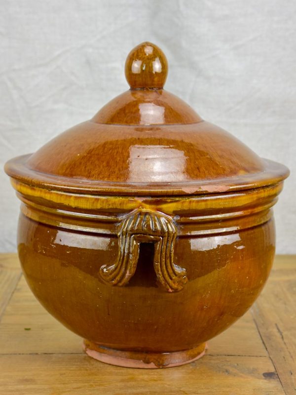 Antique French soup tureen with brown glaze For Discount