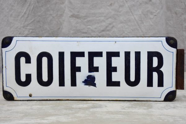 Antique French enamel sign for hairdresser -  Coiffeur Cheap