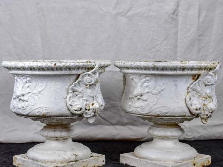 Large pair of antique French cast iron garden urns from Marseille Sale