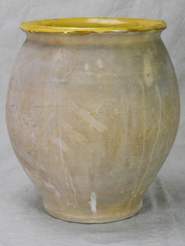 Antique French confit pot with yellow glaze from Castelnaudary 13½  For Discount