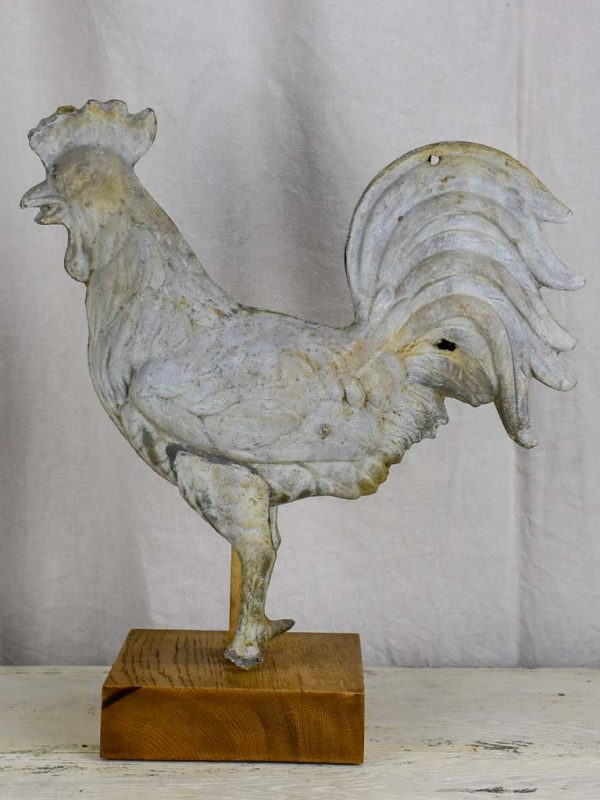 Antique French rooster from a bell tower   weathervane mounted on a wooden base For Cheap