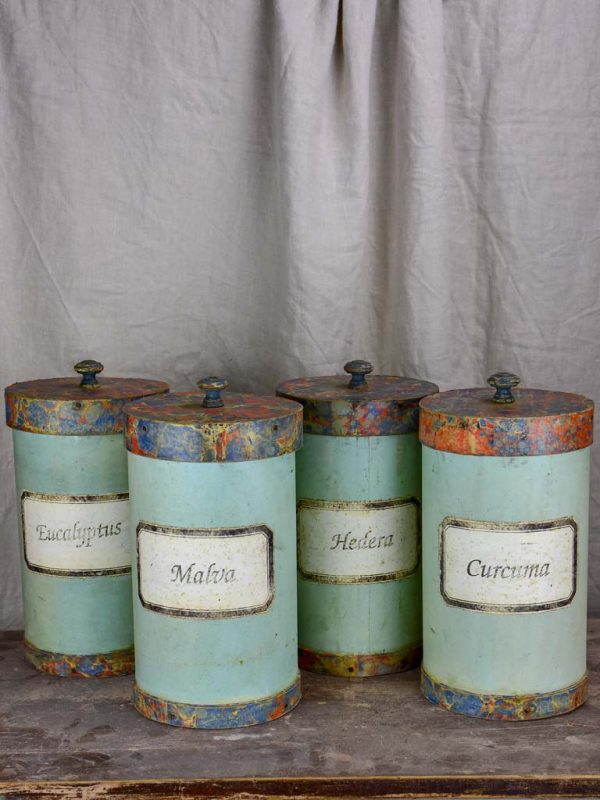 Four antique Italian Pharmacy canisters Online