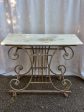 19th Century French butcher s table - Lyre-base with marble top on Sale