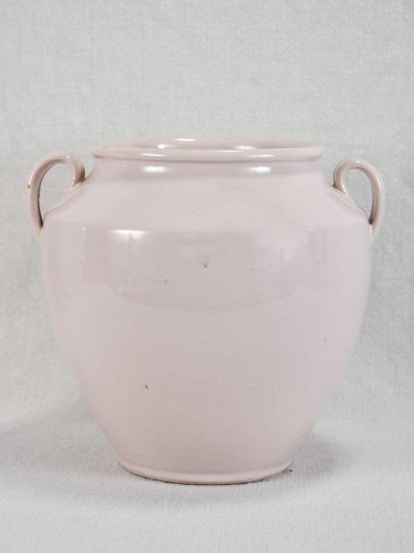 Antique French confit pot with white   pink glaze - Martres Tolosane 10¾  Discount