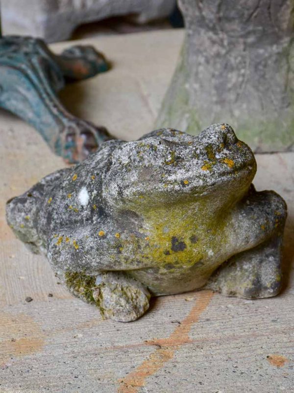 A mid-century concrete garden frog - nicely weathered Sale