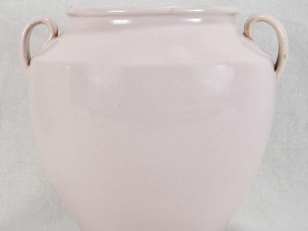 Antique French confit pot with white   pink glaze - Martres Tolosane 10¾  Discount