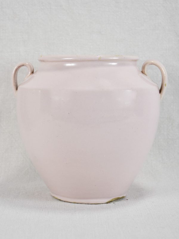 Antique French confit pot with white   pink glaze - Martres Tolosane 10¾  Discount