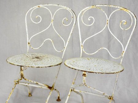 Pair of early 20th Century French children s folding garden chairs - white Cheap