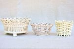 Collection of three antique French faience basket bowls on Sale