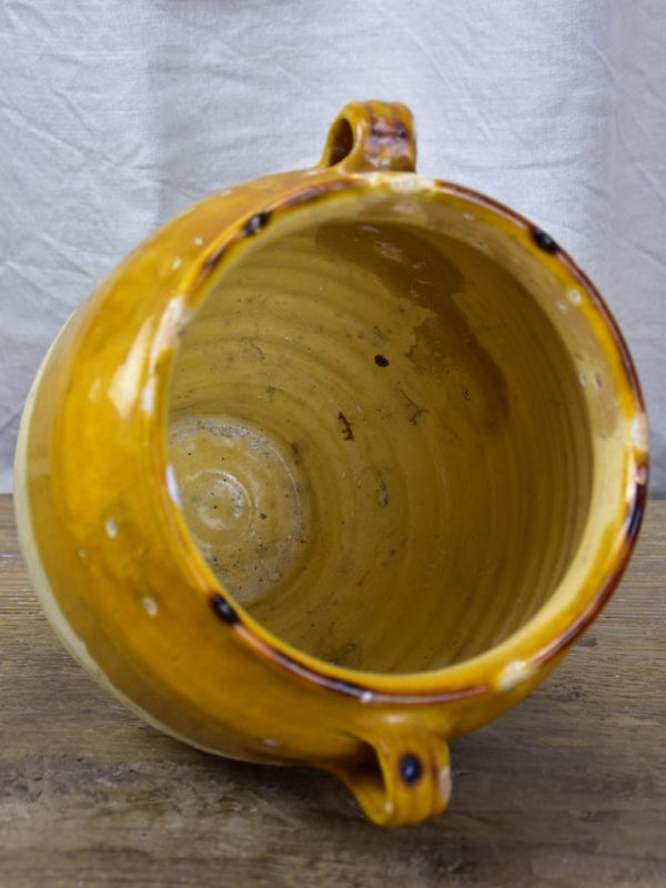 Antique French confit pot with ochre glaze 10¾  Online Sale