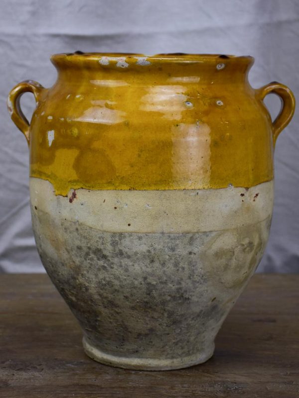 Antique French confit pot with ochre glaze 10¾  Online Sale