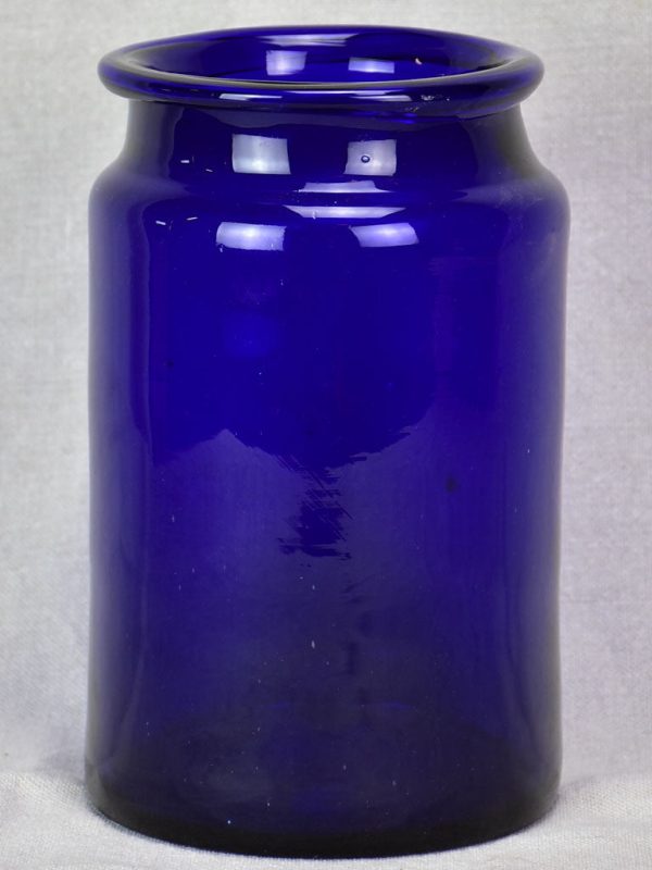 Antique French cobalt blue glass apothecary jar For Sale