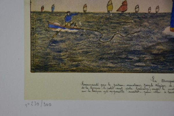 Antique Paul-Émile Pajot (1873-1929) Lighograph and pencil boat 26  x 19  Online Sale