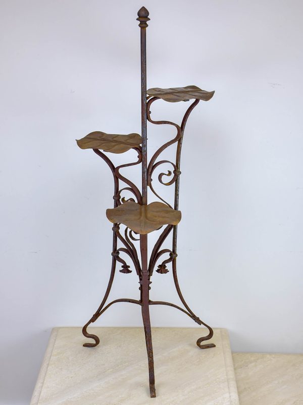 Antique French plant stand with lily pad leaves Fashion