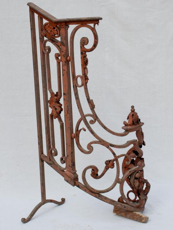 Rare 18th century French balustrade - wrought iron with red patina Online now