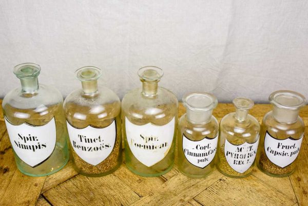 Collection of six 19th Century pharmacy jars - labelled with lids Fashion