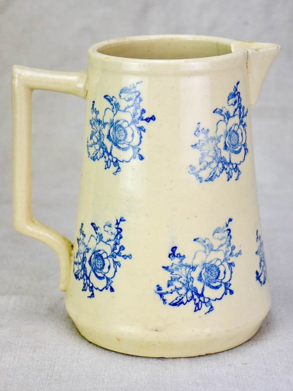 Antique Saint-Uze pitcher with blue flowers Online Sale