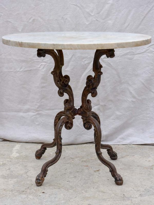 19th Century Italian marble top garden table with cast iron base Online now