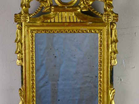 Antique Louis XVI gilded mirror with crest 24½  x 14½  For Sale