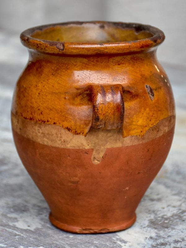 Small antique French confit pot 6 ¾  Fashion