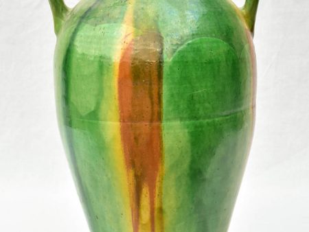 Early 20th Century tall vase with green, brown and yellow glaze 20  Discount