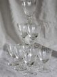 Nine mid-century white wine glasses with pretty engraving For Discount