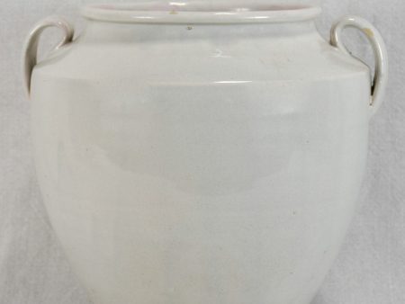 Antique French egg pot with white glaze - Martres Tolosane 10¾  Discount