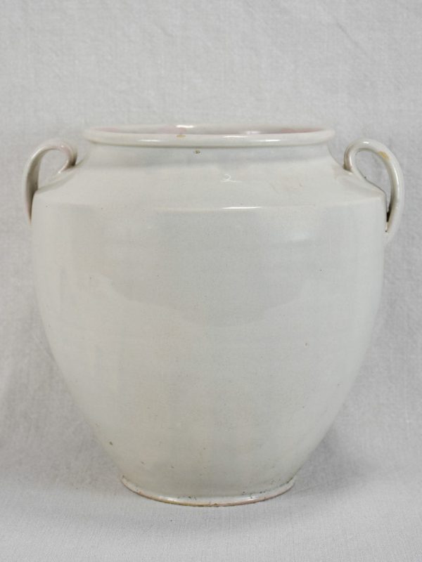 Antique French egg pot with white glaze - Martres Tolosane 10¾  Discount