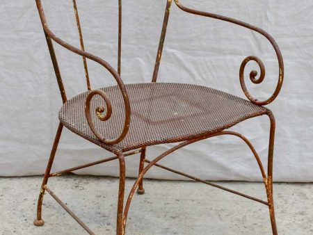 Antique French garden armchair with bar backrest and perforated seat Supply