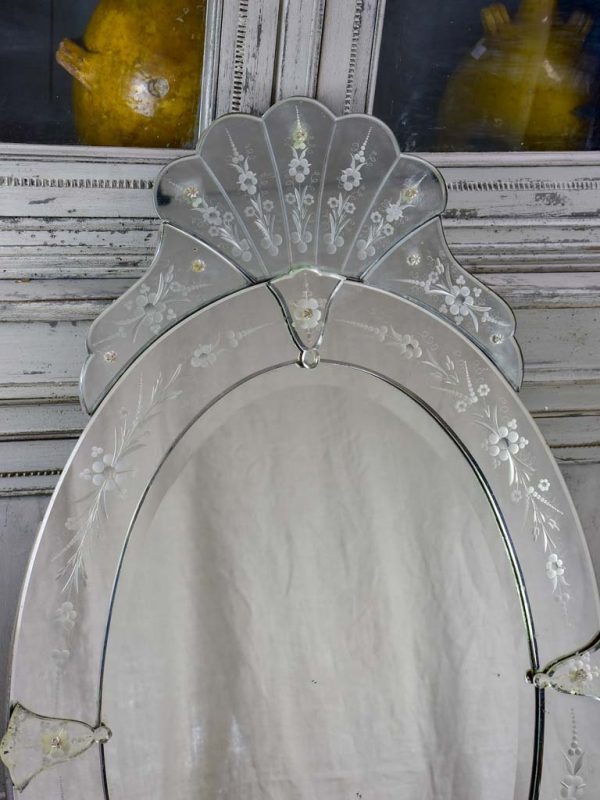 Antique Venetian mirror - oval with crest 27½  x 48  Discount