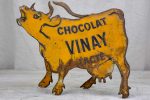 Rare tole lithograph sign of a cow - Chocolat Vinay For Discount