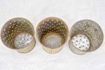 Collection of three tin cheese strainer molds   faisselles For Discount