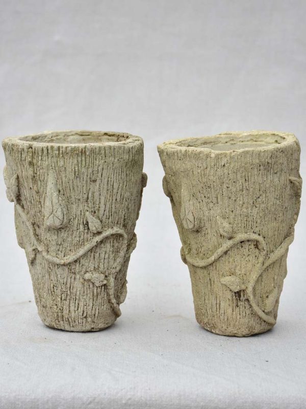 Pair of small vintage cement flower pots 6¼  Hot on Sale