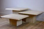 Three vintage travertine nesting side tables Discount