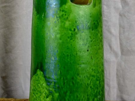 Large mid-century vase with green glaze and handles For Discount