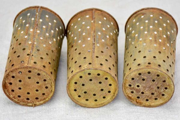 Collection of three tin cheese molds   faisselles For Cheap