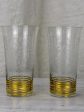 6 engraved antique orangeade glasses with gold stripes Cheap